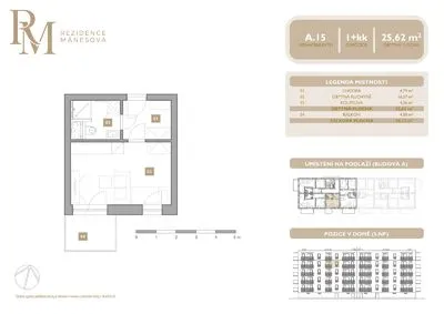 Prodej bytu 1+kk, 25.62 m2 s balkónem 4.5 m2, Mánesova, Lipník nad Bečvou